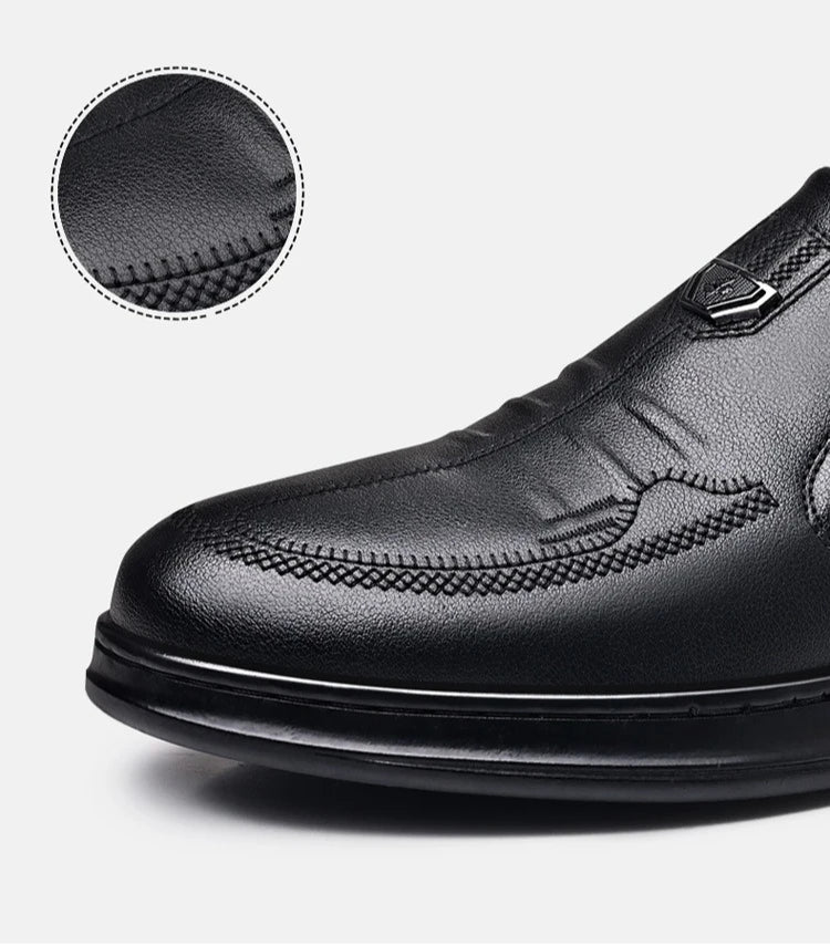 Men's Leather Business Loafers Spring Autumn Black Slip-On Shoes Male Breathable Soft Sole Comfortable Casual Driving Shoes Man