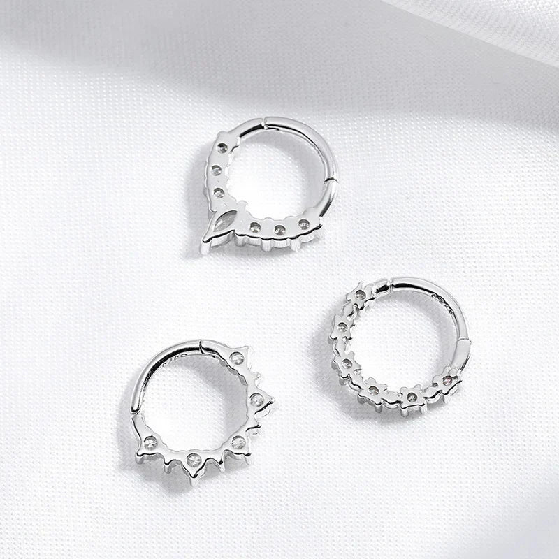 New S925 Piercing Moissanite Hoop Earrings for Women Elegant Piercing Ear Bone Earring Diamond Wedding Party Jewelry Gift