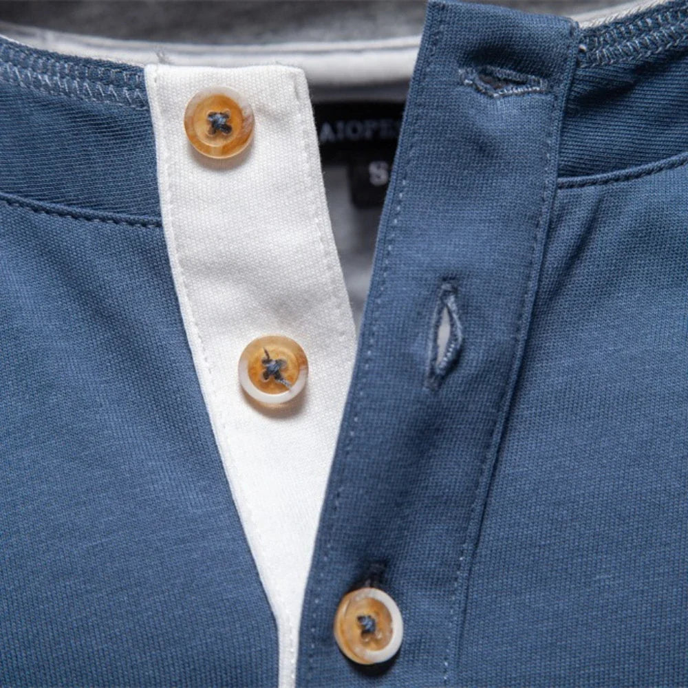 Men's Long SleeveT-shirt Fashion HIgh Quality Cotton t shirt for man button collar basic tshirt