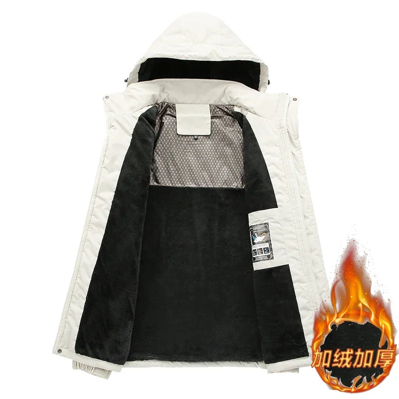 Large Size 8XL Winter Jacket Men Hooded Jumper Windbreaker Male Waterproof Windproof Warm Fleece Big Plus Thermal Outdoor Coat