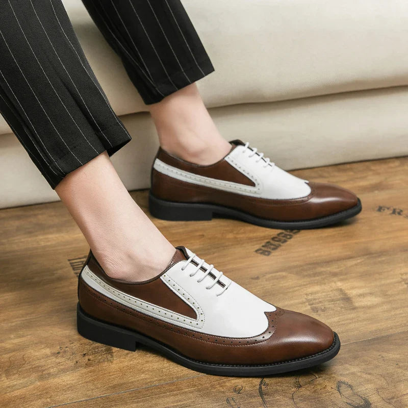 Spring black white leather shoes for men High quality wedding Dress shoes Business office loafers men shoe Luxury designer shoes
