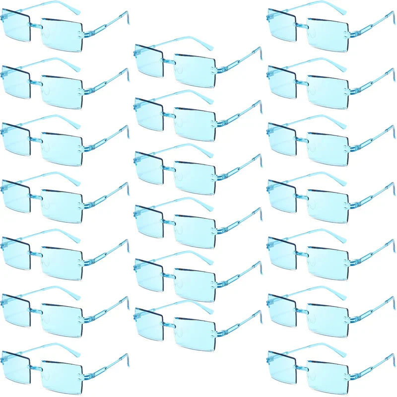 20 Pcs Per Set Rimless Rectangle Sunglasses Fashion Gradient Ocean Lenses Shades Ins Trendy Beach Vacation Sun Glasses