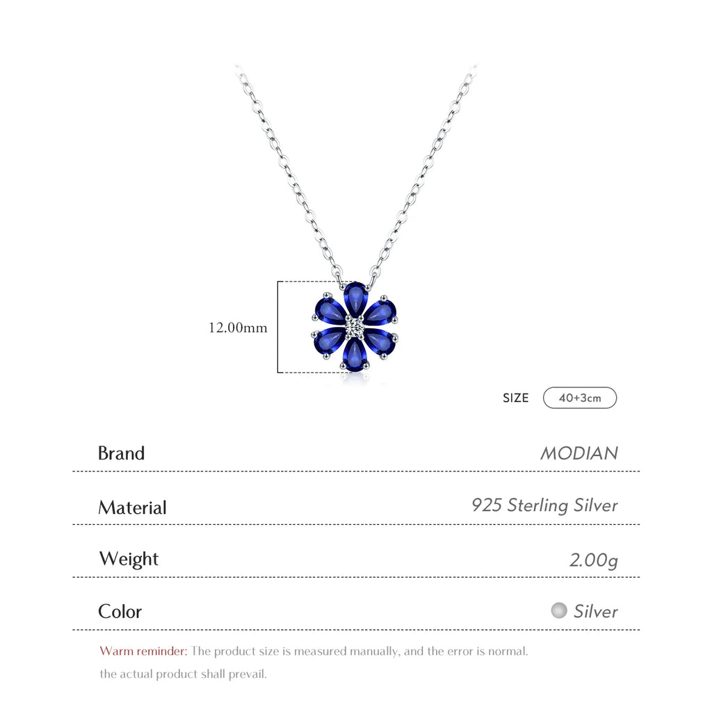 925 Sterling Silver Sparkling Lucky Flower Pendant Necklace for Women Luxury Drop Zirconia Female Wedding Fine Jewelry