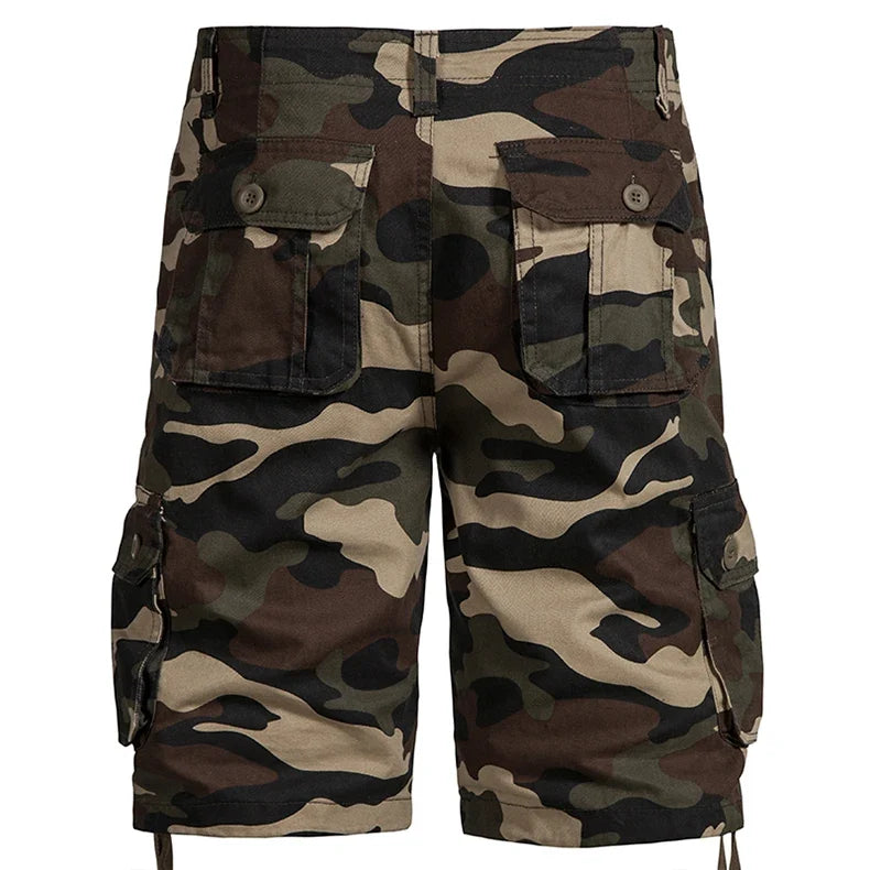 Men's Camo Shorts Summer Casual Half Pants Camouflage Outdoor Sports Short Pants Side Pocket Cotton Breathable Shorts