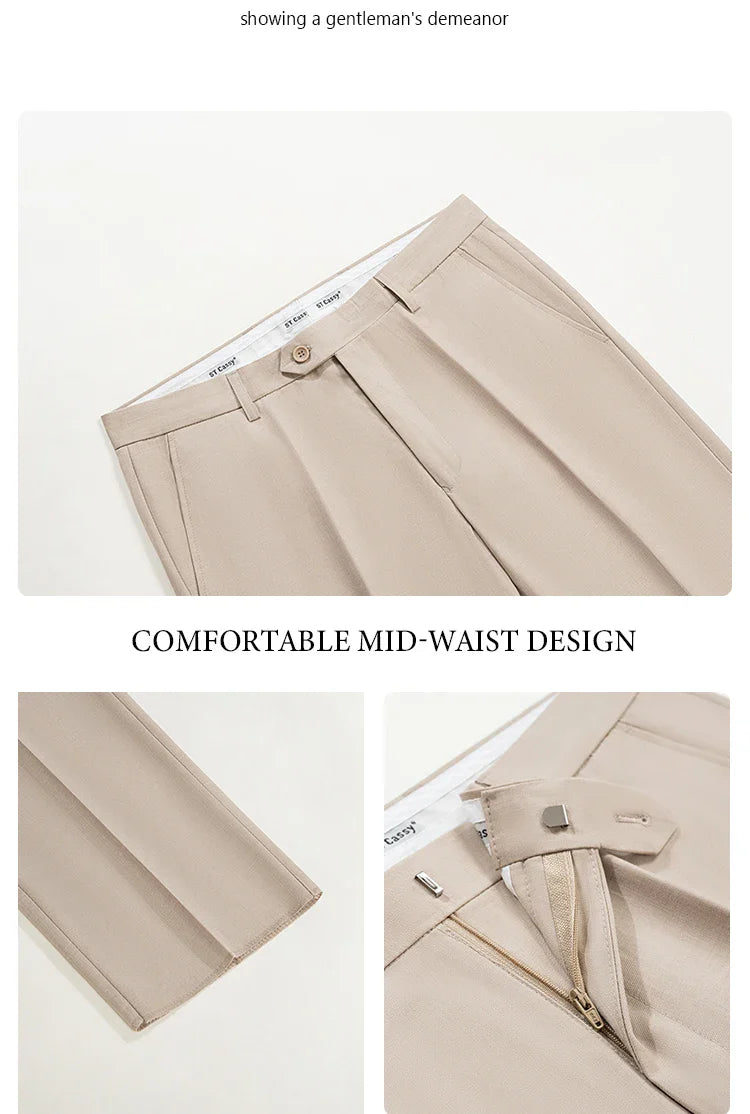Two-piece dress black slim fit mens suits Classic Fit Multi Buckle Multi Pocket Solid Color Casual Business man blazer