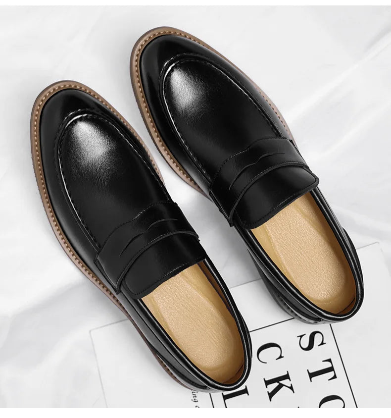 British Style Business Casual Shoes for Man Spring Autumn New Designer Leather Shoes Male Solid Color Men's Dress Elegant Shoe