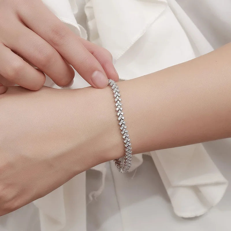 2025 New In Rhombus Shape Full 1.2mm D Color Moissanite Tennis Bracelet For Women 925 Silver Diamond Link Chain Bracelets