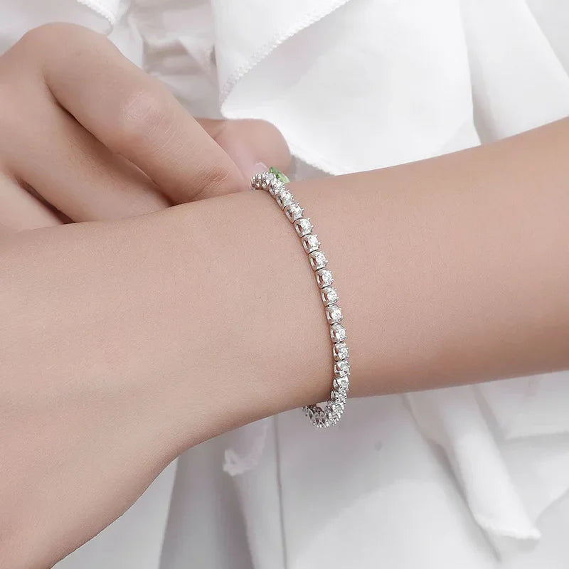 Bull Full 2.5mm 3.5mm D Color Moissanite Tennis Bracelet for Women Wedding Party Fine Jewelry S925 Silver Link Bracelets