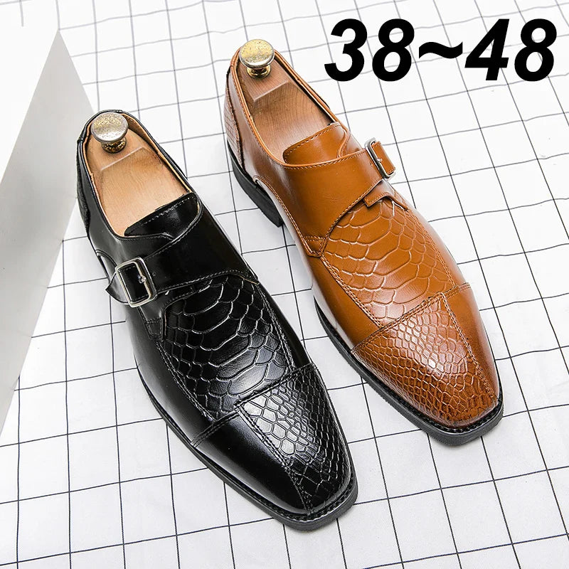 Leather Designer Brand Monks Snake Luxury Men Casual Office Business Man Loafers Mens Moccasins Driving Wedding Dress Male Shoes