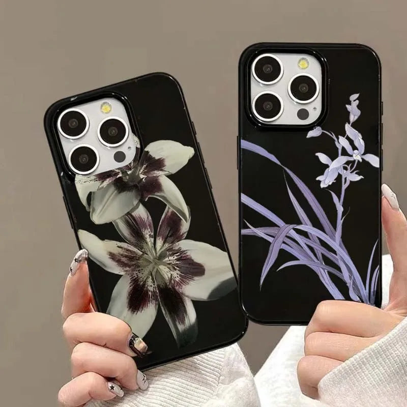 Lily Orchid Flower Print Soft Phone Case For iPhone 16 17 15 14 13 12 11 Pro Max XS X 7 8 16e 16 Plus SE 2022 Shockproof Cover