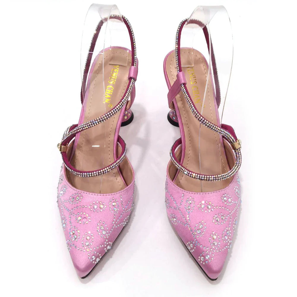Ladies High Heels And Bags In Same Color Shiny Material for Wedding Party