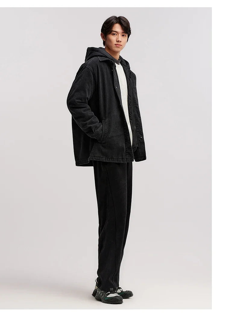 Cotton Coat Men Two-Piece Denim Thin Waterproof Oversize 2025 Winter Man Clothing Warm Outerwear