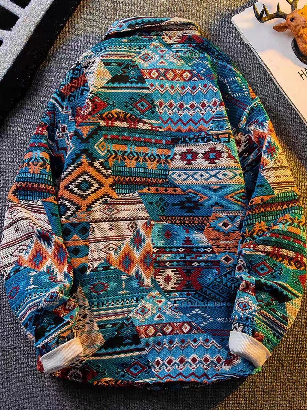 Spring and autumn new ethnic style printed long-sleeve jacket for men, high-end stylish trendy jacket