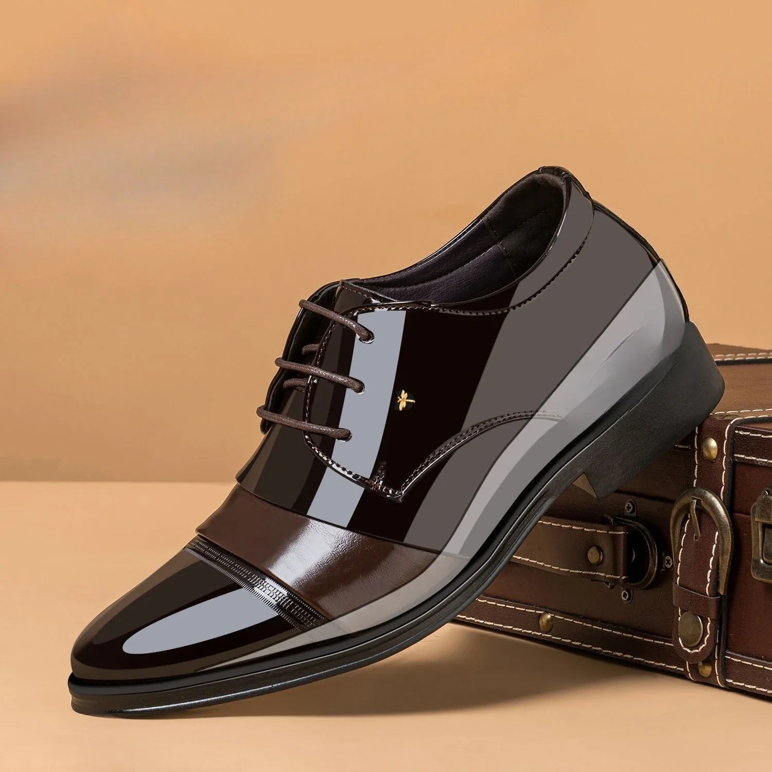 New Men Round Toe Leather Shoes Business Casual Office Summer Flat Big Size Elevator Shoes Wedding Formal Loafers