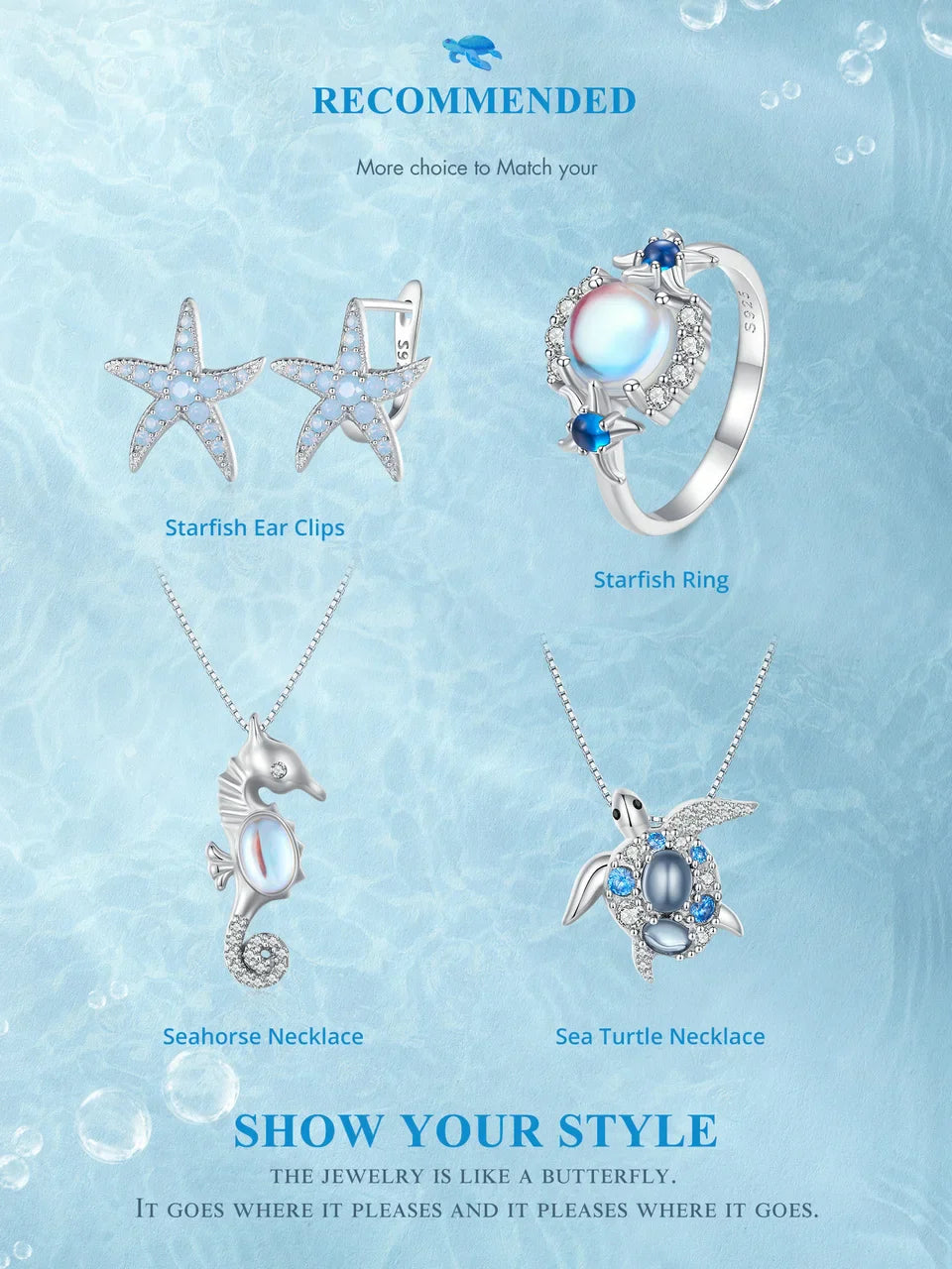 925 Sterling Silver Blue Spinel Sea Turtle Pendant Necklace Pave Setting CZ for Women Valentine's Day Gift