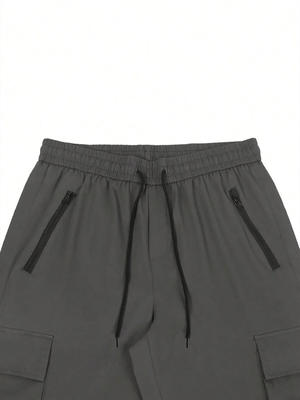 Men's 3/4-Length Cargo Shorts — Woven Twill Fabric, Multi-Pocket Casual Trousers. Non-Stretch Adult Apparel for Summer