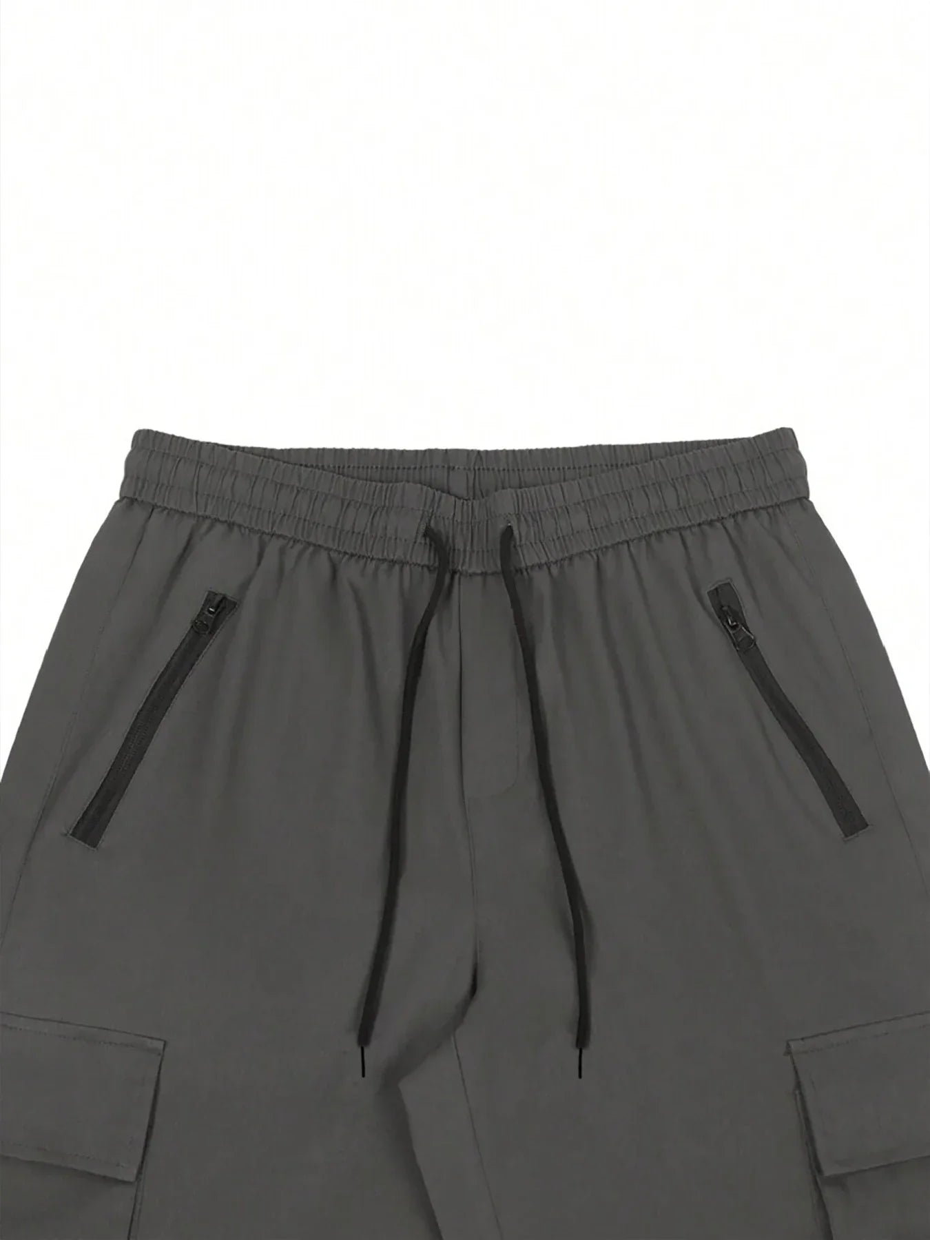 Men's 3/4-Length Cargo Shorts — Woven Twill Fabric, Multi-Pocket Casual Trousers. Non-Stretch Adult Apparel for Summer