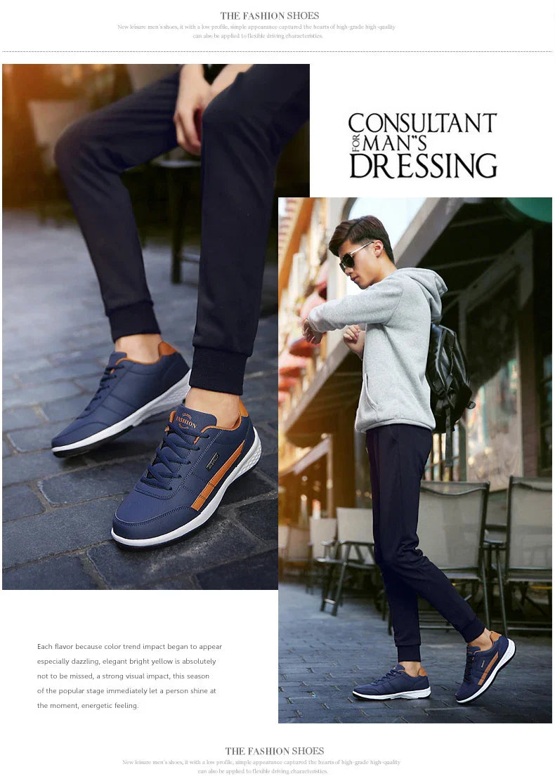 Men Shoes Spring Autumn Waterproof Walking Sneakers Leisure Male Leather Sports Shoes Non-Slip Footwear Tennis for Men