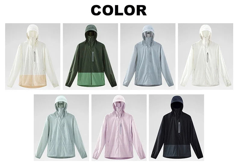 Unisex Waterproof Sun Protective Jacket UPF 50+ UV Blocking Quick-Dry Breathable Windbreaker for Hiking Camping Climbing