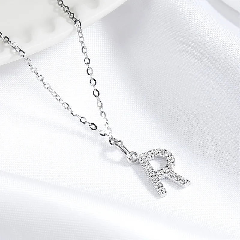 26 Letter Pendant All Moissanite Necklace for Women Small Size Jewelry Name Chain 100% Real S925 Sterling Silver Jewelry