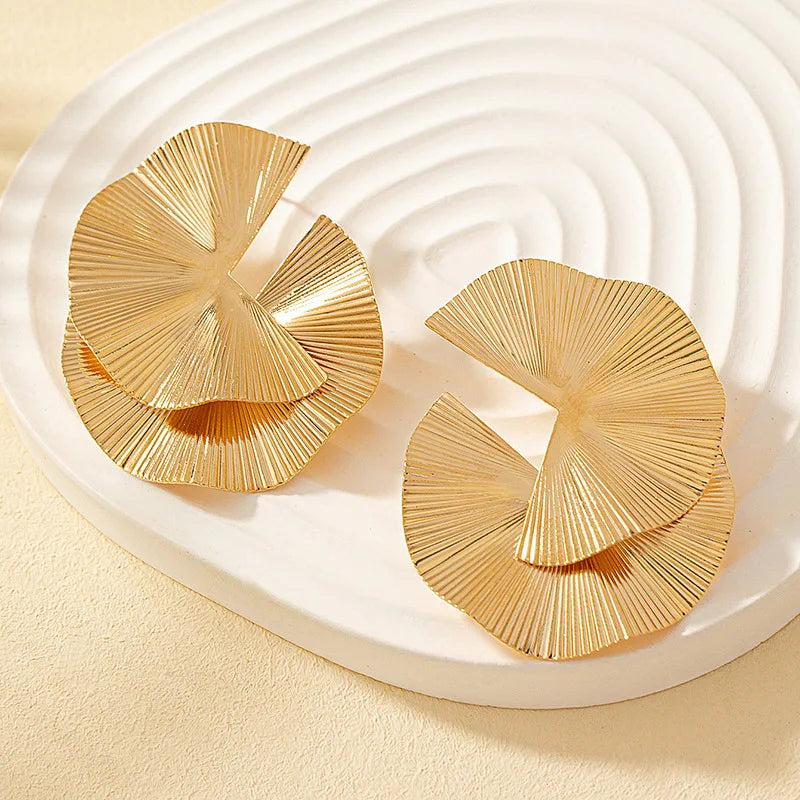 Vintage Earrings Women Bohemian Big Irregular Geometric Gold Metal Dangle Drop Earrings Exaggerated Jewelry 2024