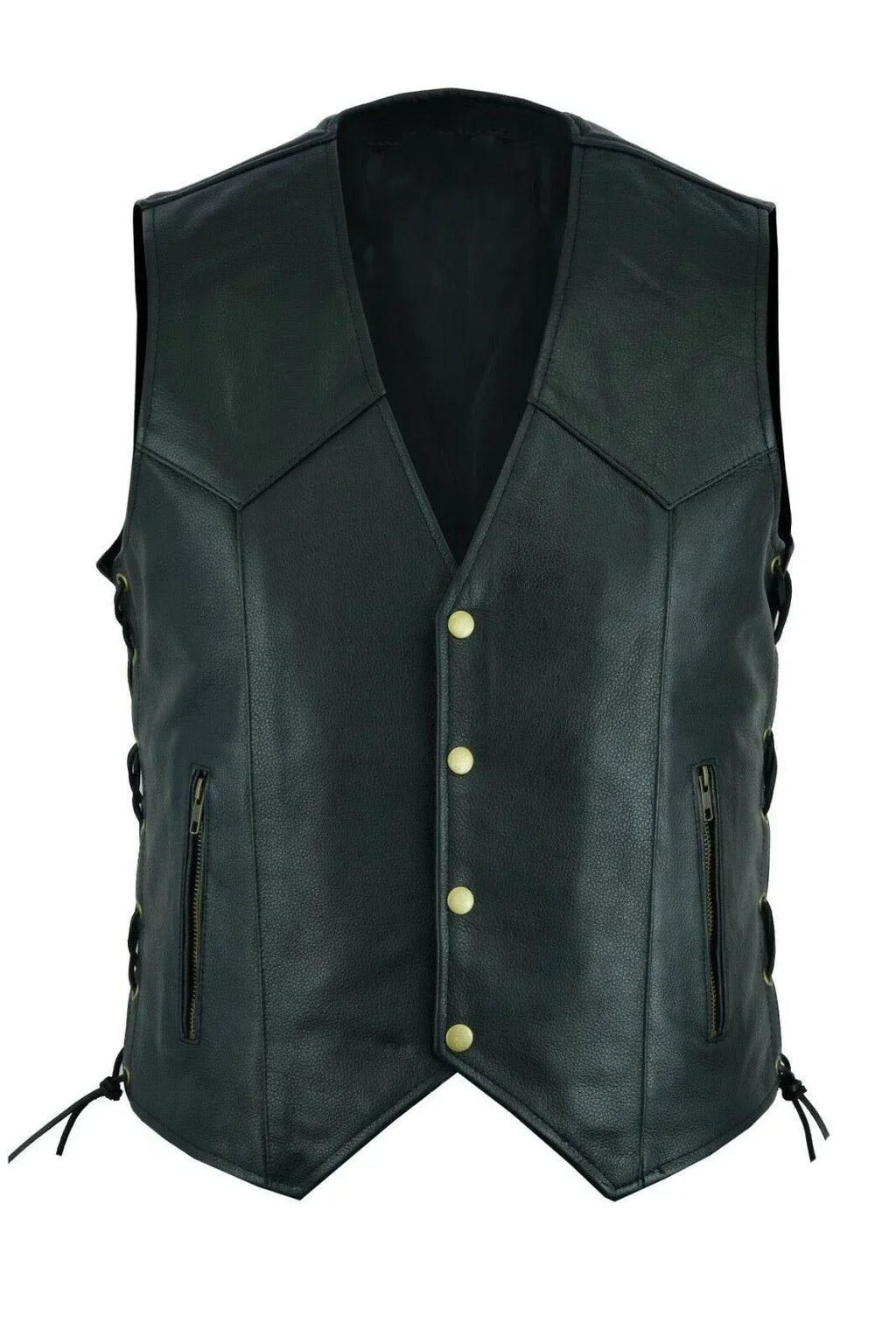 Vest Leather Punk Fashion Casual Coat Motorcycle Vest Men Solid Vest Fleet