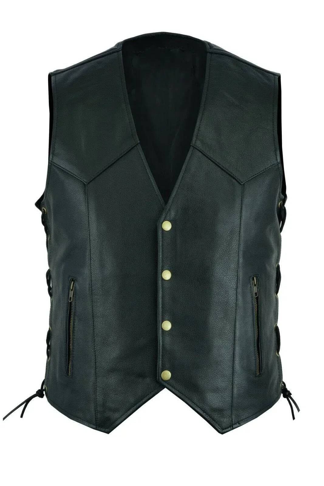 Vest Leather Punk Fashion Casual Coat Motorcycle Vest Men Solid Vest Fleet