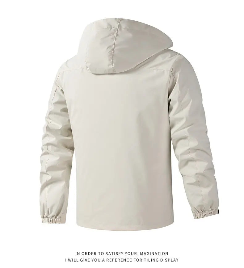 Hooded Waterproof Jacket Men Outdoor Softshell Zip Up Outwear Windbreaker Hiking Camping Coats Lightweight Spring Autumn Coats