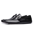 High-end Washed Genuine Leather Loafers Men's Shoes Slip on Fashion Trendy Casual Dress Work Leather Shoes Male Flats