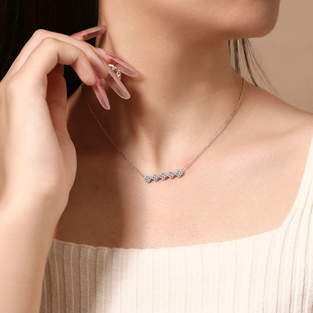 Original New Five flower Moissanite Necklace for Women 925 Sterling Silver Fine Necklace Engagement Gift Wedding Jewely
