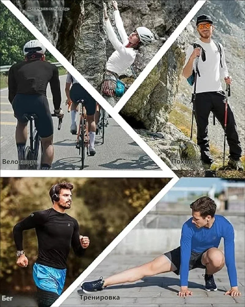Men’s UPF 50+ Performance Long Sleeve T-Shirt UV Sun Protection Fishing Hiking Sports Shirts  Breathable Running Soccer Shirts
