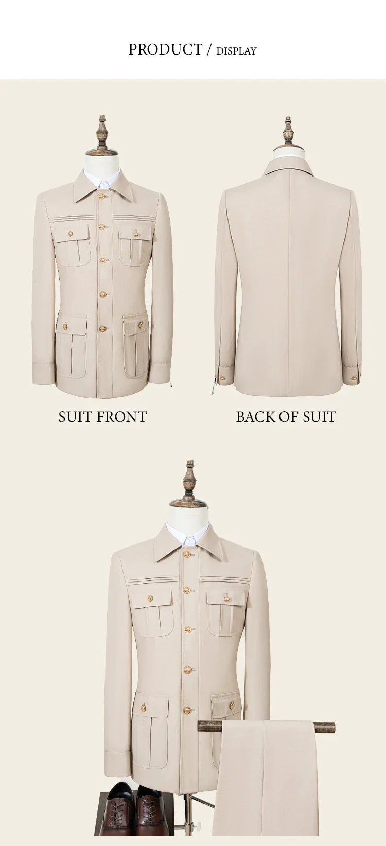 Slim fitting Men's Suit thin version Classic Fit Single Breasted Multiple pockets Solid Color Casual Business