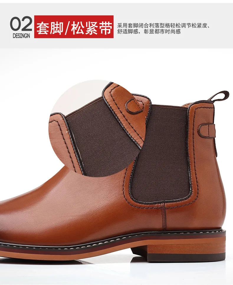 Brand Men's Chelsea Boots Genuine Cow Leather Handmade Boot Shoes Work Shoes For Formal Dress Wedding Business Party New