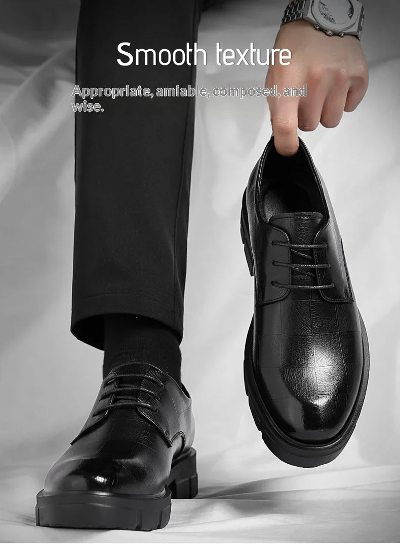 8-10cm Height Increasing Shoes for Men Platform Breathable Lift Casual Inside High Shoes Business Dress Elevator Leather Shoes