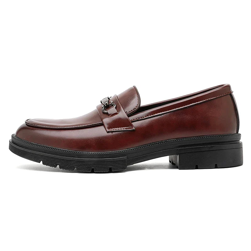2026 Spring New British Fashion Men's Casual Leather Shoes Korean Style Slip-On Loafers Formal Men's Leather Shoes
