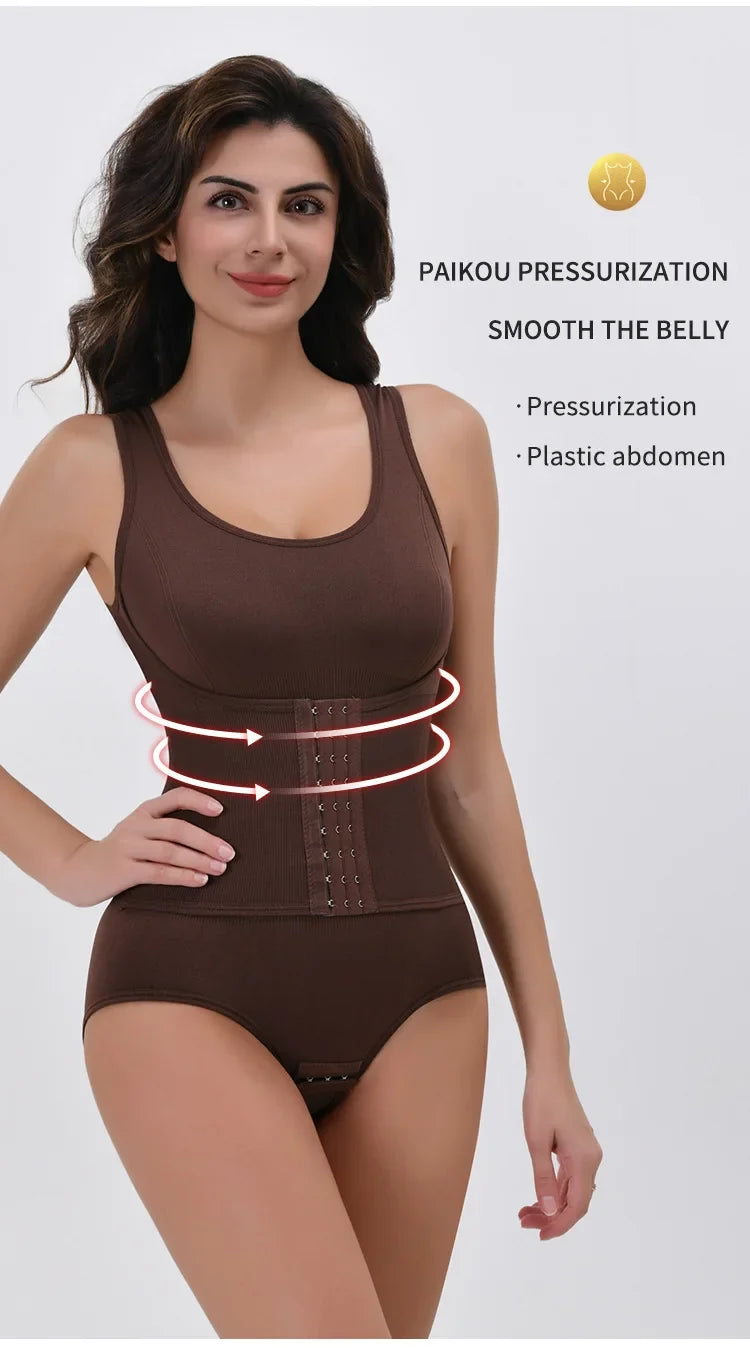 2025 New Bodysuit Shapewear with Zipper Belt Women Tummy Control Fajas Body Shaper Waist Trainer Slimming Cincher Corset Tops