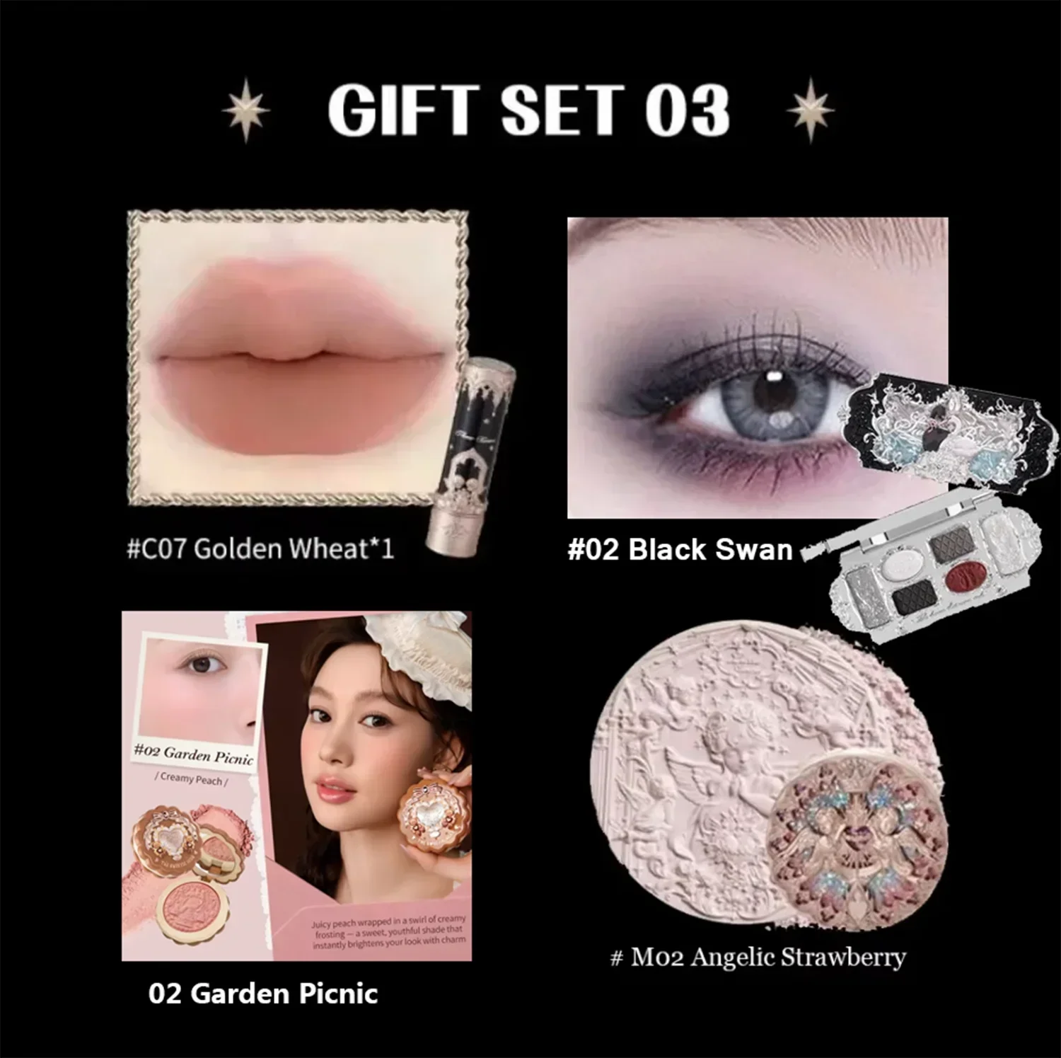 Little Angel Collection Makeup Gift Box Eyeshadow Blush Cream Matte Lipstick Highlighter Full Kit All In One