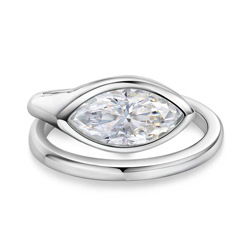0.5-2CT Marquise Cut Moissanite Rings for Women Lab Diamond Solitaire Wedding Band Girls 925 Sterling Silver Jewelry Fine