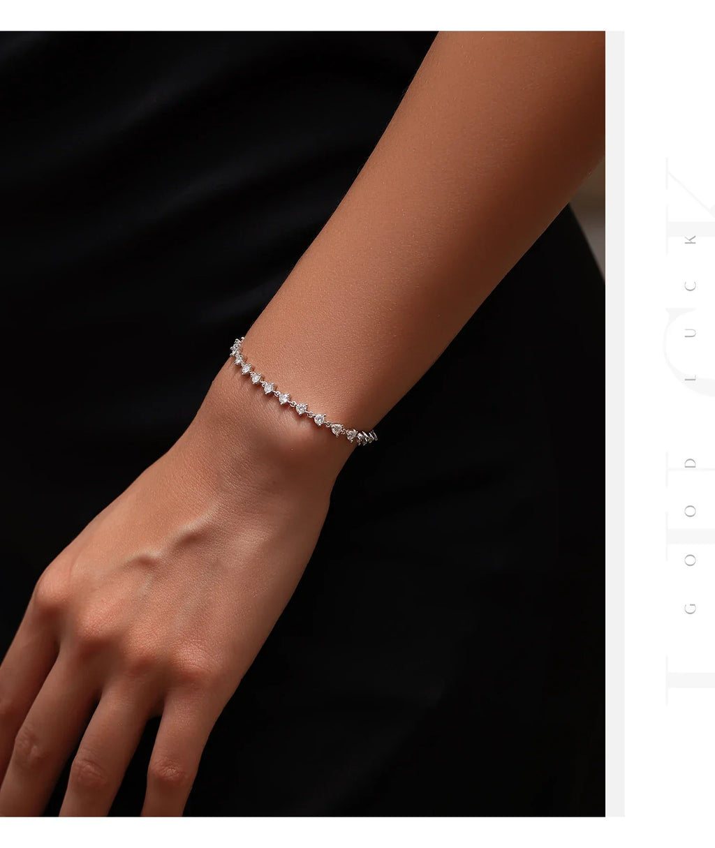 2.4CT Moissanite Bracelet 925 Sterling Silver Sparkling Round Lab Diamond Tennis Bracelets For Women Fine Jewelry