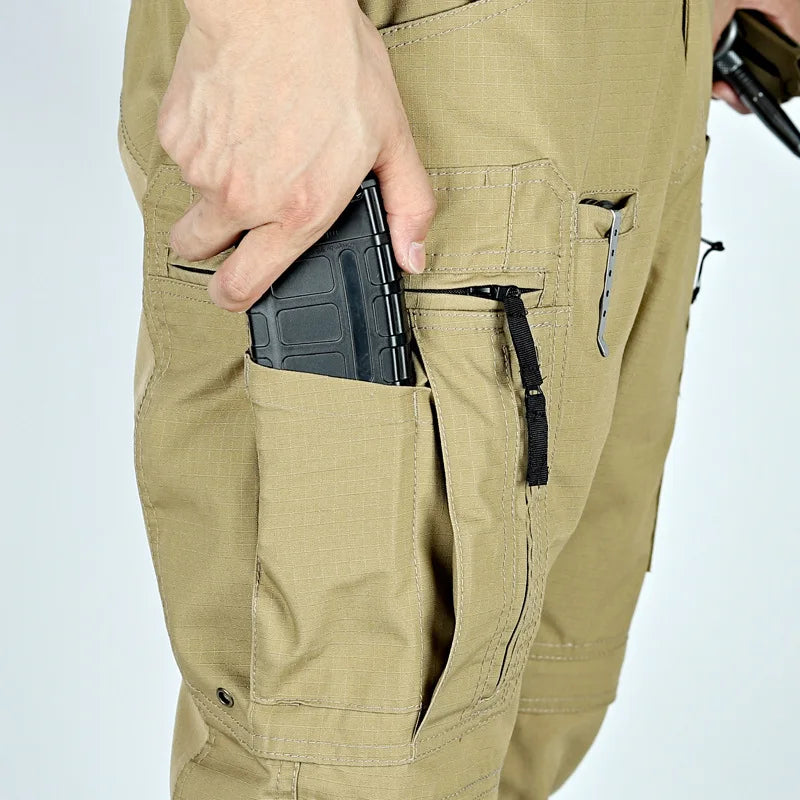 Men Tactical Casual Pants Multi-pocket Waterproof Tactical Cargo Trousers Wear-resistant Outdoor Hiking Workwear Trouser Male