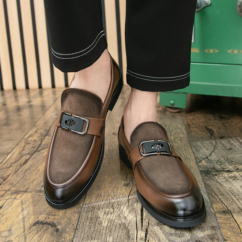 Brand High-quality Brown Loafers for Men Soft Comfortable Men's anti suede Formal Shoes Thick Soled Casual Leather Shoes Mo-2928