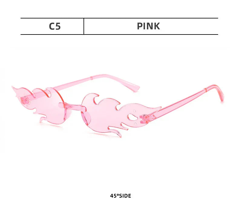 Flame Sunglasses Rimless Personality Colorful Ball Party Sunglasses Candy Hip-hop Fruit One-piece Glasses