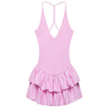Women's Dresses 2025 Halter Pink Mini Dresses Chic v Neck Layer Ruffles Hem Dress A Line Vestido Summer Ladies Street Party Wear