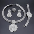 Dubai Gold Color Jewelry Sets For Women Bridal Luxury Necklace Earrings Bracelet Ring Set African Wedding Party Gifts