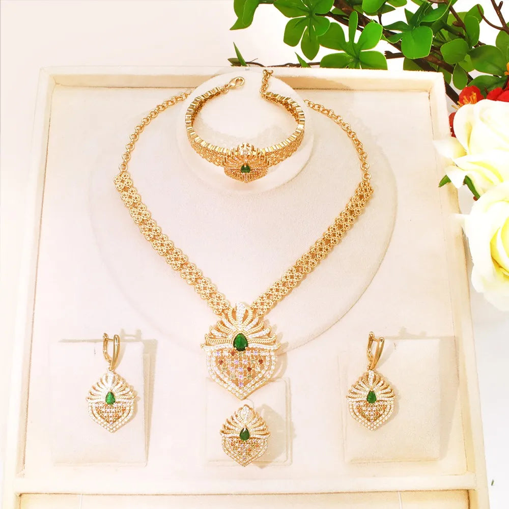 4Pcs/Set Cubic Zirconia Bridal Jewelry Set Dubai Nigeria Wedding Gift White Crystal Zircon Women Sets 2025 Trendy New