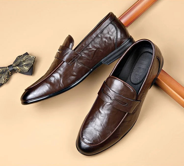 Social Shoe Male Leather Casual Round Toe Men's Formal Shoes Business Luxury Designer Clothing Office Party Gentleman 2025 Trend