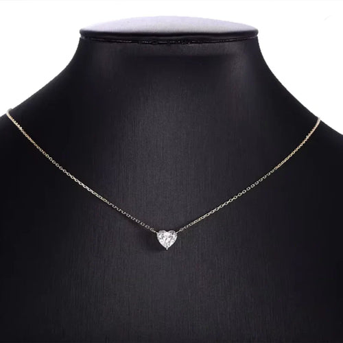 0.5-2CT Heart Cut Moissanite Solitaire Pendant Necklaces for Women 925 Sterling Silver Chains Fine Jewelry Gifts Collar