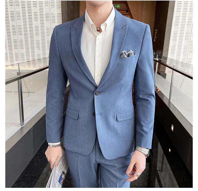 2025 Slim Fit Three-Piece Business Suit Set High-End Korean Style Wedding Groom Party Dress Suit Vest Trousers M-4XL