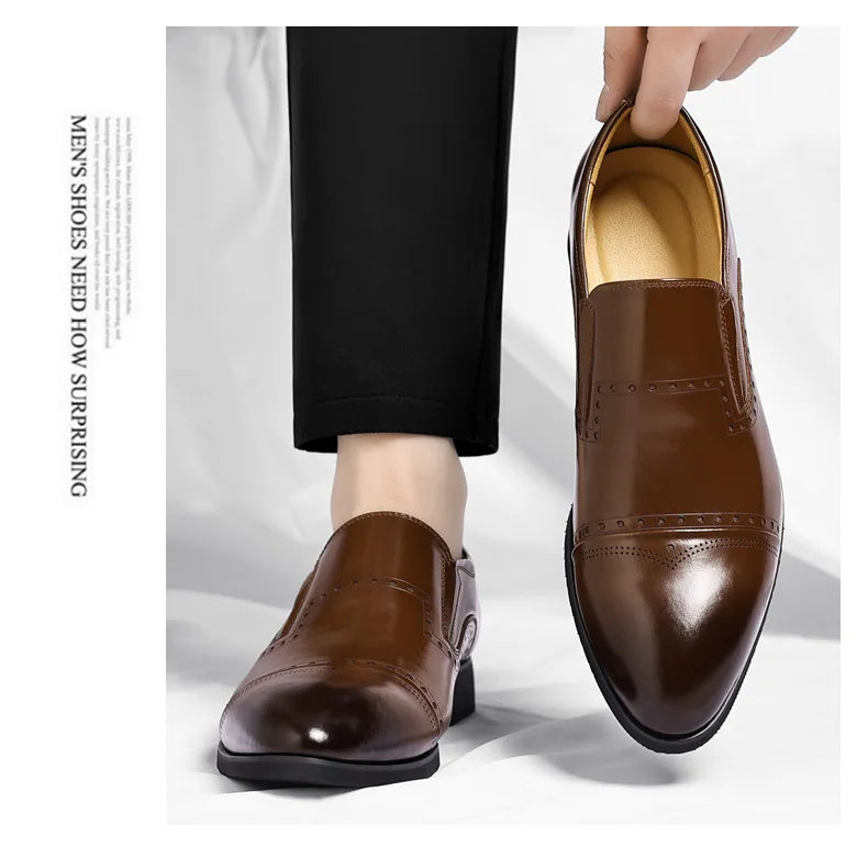 Big Size Dress Shoes for Men Solid Color Summer Autumn Fashion Business Casual Shoes Male British Style Cow Leather Shoe Man