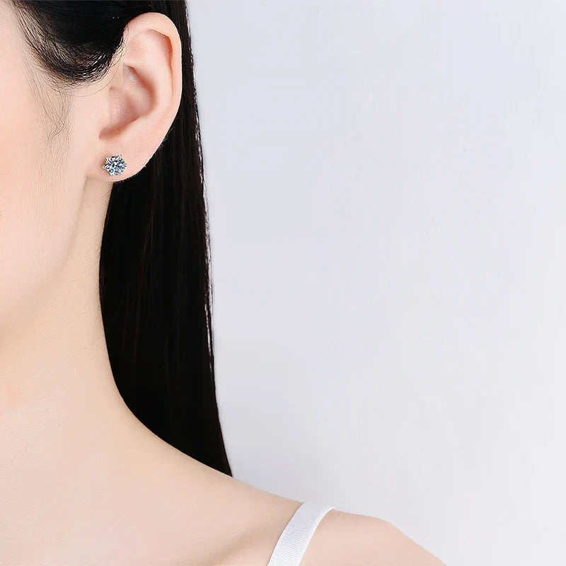 0.3-2ct GRA Moissanite Stud Earrings for Women Colorless Sparkling Wedding Ear Studs 100% S925 Sterling Silver Jewelry
